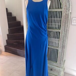 Mango Blue Sleeveless Scoop Neck Gown